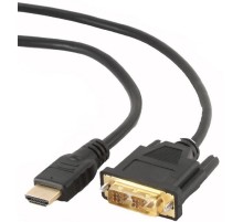 Кабель HDMI-DVI Cablexpert, 0.5м, 19M/19M, single link, черный, позол.разъемы, экран, пакет (CC-HDMI-DVI-0.5M)