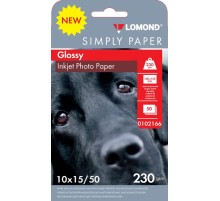 Бумага Lomond Simply 0102166 10x15/230г/м2/50л./белый CIE148% глянцевое для струйной печати