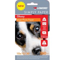 Бумага Lomond Simply 0102165 10x15/260г/м2/50л./белый CIE148% глянцевое для струйной печати