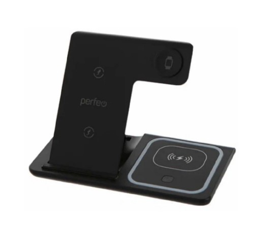 PERFEO Беспроводное быстрое зарядное устройство  3 в 1, LED, черный  (PF_D1156)