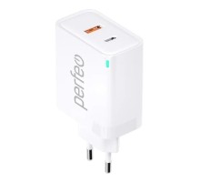 PERFEO Сетевое зарядное устройство с двумя разъемами USB-A+TYPE-C, GaN, 30W, белый (I4653)