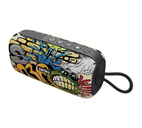 Perfeo Bluetooth-колонка "WORM" 12W, MP3 USB-TF, AUX, FM, HANDS FREE, TWS граффити