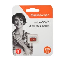 Карта памяти microSD GoPower 128GB Class10 UHS-I (U3) 100 МБ/сек V30 без адаптера GoPower 00-00025683