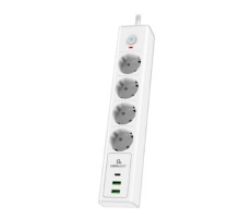 Cablexpert Сетевой фильтр Exnovo EXN-4-CU2-W-2 (4р, 16А, 1xType-C PD, 30Вт, 2 х USB, 2м, ур.защиты 4+) белый, коробка