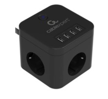 Cablexpert Сетевой фильтр Cube CUBE-3-U4-B-1.5 (3р, 10А, 4 х USB, 1.5м, ур.защиты 4+) черный, коробка