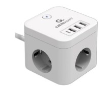 Cablexpert Сетевой фильтр Cube CUBE-3-CU3-W-1.5 (3р, 10А, 1xType-C PD, 3xUSB, 1.5м, ур.защиты 4+) белый, коробка