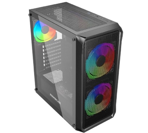 Powercase Mistral Edge SE, Tempered Glass, 2x 140mm ARGB PWM+1x 120mm ARGB PWM, чёрный, ATX  (CMSEB-A3)