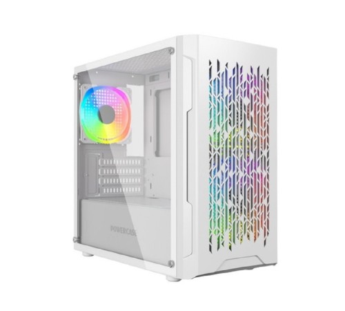 Powercase Mistral Micro D3W ARGB, Tempered Glass, 2x 140mm ARGB PWM+1x 120mm ARGB PWM, белый, mATX  (CMMDW-A3)
