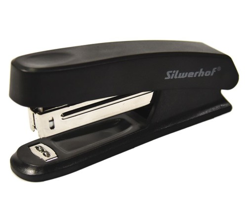 Степлер Silwerhof 401072-01 N10 (12листов) черный 50скоб пластик закрытый коробка