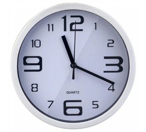 Perfeo Настенные часы "PF-WC-001", круглые д. 20 см, белый корпус / белый циферблат