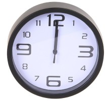 Perfeo Настенные часы "PF-WC-001", круглые д. 20 см, чёрный корпус / белый циферблат