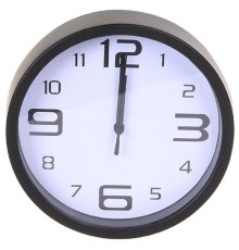 Perfeo Настенные часы "PF-WC-001", круглые д. 20 см, чёрный корпус / белый циферблат