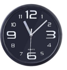 Perfeo Настенные часы "PF-WC-001", круглые д. 20 см, чёрный корпус / чёрный циферблат
