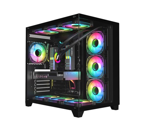 Корпус 1STPLAYER MEGAVIEW MV8-TP Black / ATX / MV8-TP-BK
