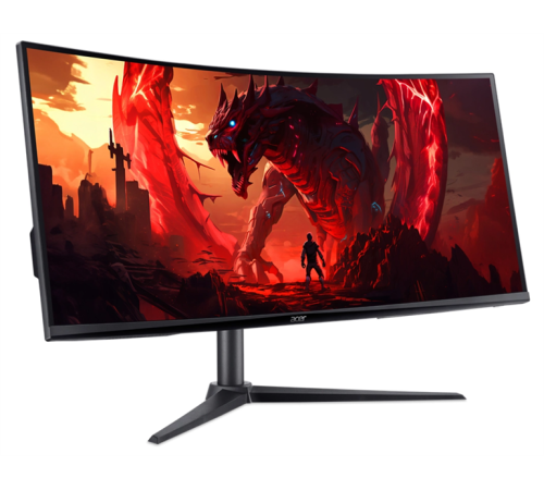 Монитор 34'' ACER Nitro XZ342CUV3bmiiphx,ZeroFrame,Curved 1500R Black,21:9,VA,3440x1440,1ms,400cd,180Hz,2xHDMI(2.0)+1xDP(1.4)+SPK+Audio out,Speakers 2Wx2,sync: FreeSync Premium,hdr: HDR 400,H.Adj.100 (UM.CX2EE.305)