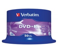 Диск DVD+R Verbatim 4.7Gb 16x Cake Box (50шт) (43550)