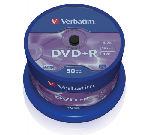 Диск DVD+R Verbatim 4.7Gb 16x Cake Box (50шт) (43550) Диск DVD+R Verbatim 4.7Gb 16x Cake Box (50шт) (43550)