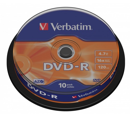 Диск DVD-R Verbatim 4.7Gb 16x Cake Box (10шт) (43523) Диск DVD-R Verbatim 4.7Gb 16x Cake Box (10шт) (43523)