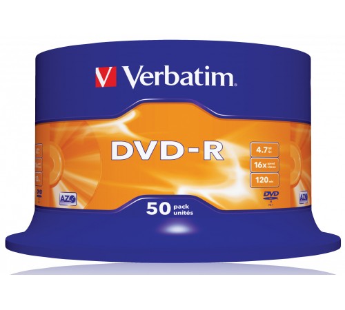Диск DVD-R Verbatim 4.7Gb 16x Cake Box (50шт) (43548)
