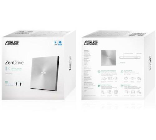 Привод DVD-RW Asus SDRW-08U9M-U серебристый USB slim ultra slim M-Disk Mac внешний RTL