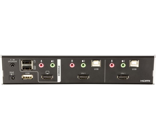 Переключатель, электрон., KVM+Audio+USB 2.0,  1 user USB+HDMI =>  2 cpu USB+HDMI, соШнур. USB 2х1.8м., настол., исп.стандарт, без OSD, некаскад.. ATEN CS1792