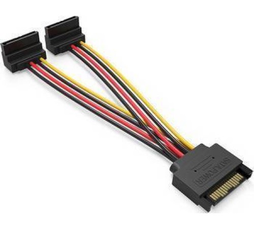 Кабель питания-разветвитель Vention SATA 15pin M / 2 x SATA 15pin F угол 90 - 0.15м Vention KDBBB