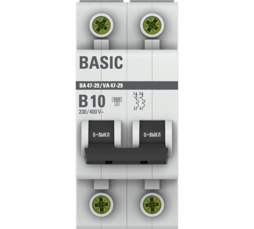 EKF mcb4729-2-10-B Автоматический выключатель 2P 10А (B) 4,5кА ВА 47-29 EKF Basic EKF mcb4729-2-10-B Автоматический выключатель 2P 10А (B) 4,5кА ВА 47-29 EKF Basic