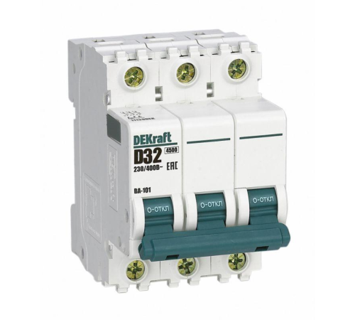 Выключатель автоматический модульный 3п D 32А 4.5кА ВА-101 DEKraft 11129DEK
