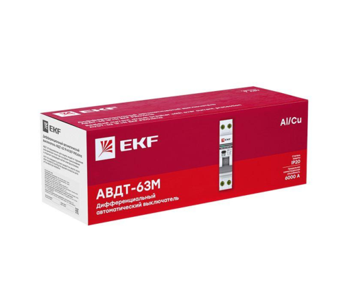 EKF DA63M-25-30 Дифференциальный автомат АВДТ-63М 25А/30мА (1мод., хар.C, электронный тип AC) 6кА EKF PROxima EKF DA63M-25-30 Дифференциальный автомат АВДТ-63М 25А/30мА (1мод., хар.C, электронный тип AC) 6кА EKF PROxima