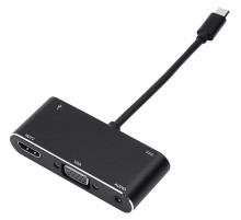 Переходник 0.1 m Type-C(m) => HDMI+VGA+USB Переходник Atcom Type-C M/HDMI+VGA+USB (AT2810)