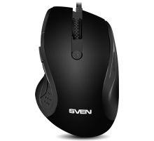 Мышь SVEN RX-113  (5+1кл. 800-2000DPI,  Soft Touch, каб. 1,5м, блист.) USB чёрная Sven RX-113 (SV-018733)