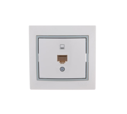 Розетка компьютерная 1-м СП Mira RJ45 бел./сер. LEZARD 701-0215-139