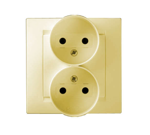 Розетка 2-м СП Simon15 16А IP20 250В без заземл. винт. клеммы сл. кость Simon 1590457-031