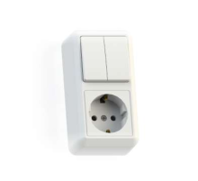 Блок комбинированный ОП БКВР-428 Оптима (2-кл. выкл. + розетка с заземл.) бел. Кунцево 8066