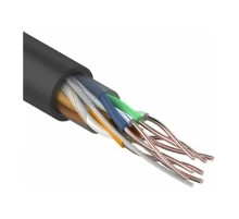 Кабель UTP 4PR 24AWG CU (медь) CAT5e PE черный OUTDOOR бухта 25 м, REXANT REXANT 01-0045-25