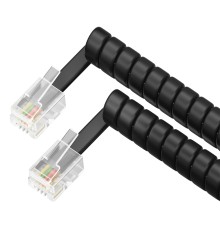Greenconnect Телефонный шнур витой для трубки  1.0m, RJ9 4P4C (джек) черный, GCR-50963 Greenconnect RJ9 - RJ9 1м (GCR-50963)