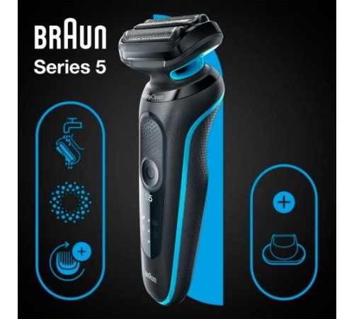 Бритва BRAUN/Электропитание от батареи/Время автономной работы 50 мин. Цвет Black / Turquoise 51-M1200S Бритва BRAUN/Электропитание от батареи/Время автономной работы 50 мин. Цвет Black / Turquoise 51-M1200S