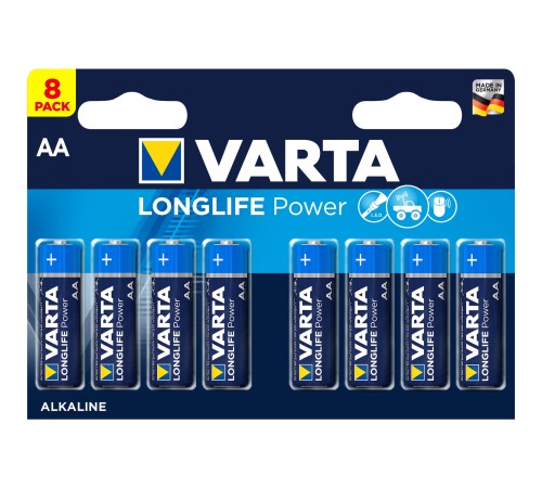 Батарейка Varta LONGLIFE POWER (HIGH ENERGY) LR6 AA BL8 Alkaline 1.5V (4906) (8/160) Varta LONGLIFE POWER LR6 AA (04906121418)