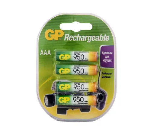 Перезаряжаемые аккумуляторы GP 100AAAHC AAA, мин. ёмкость 950 мАч - 4 шт.(3+1 в подарок) в клемшеле GP 4891199134708 Перезаряжаемые аккумуляторы GP 100AAAHC AAA, мин. ёмкость 950 мАч - 4 шт.(3+1 в подарок) в клемшеле GP 4891199134708