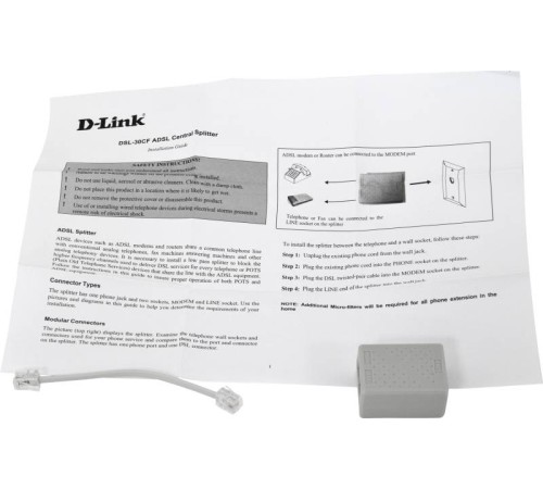 Сплиттер DialUp D-Link DSL-30CF/RS RJ-11 Annex A/L/M белый Сплиттер DialUp D-Link DSL-30CF/RS RJ-11 Annex A/L/M белый