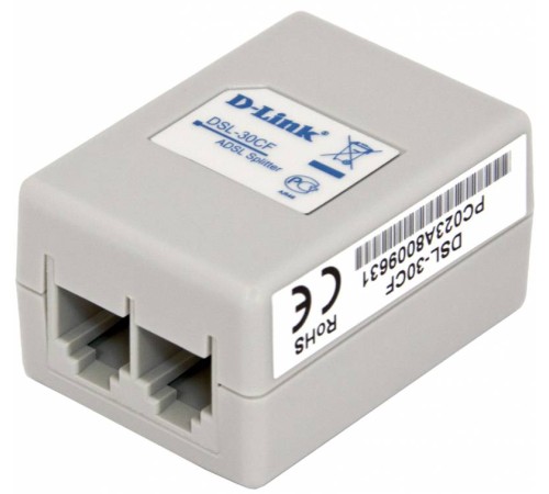 Сплиттер DialUp D-Link DSL-30CF/RS RJ-11 Annex A/L/M белый Сплиттер DialUp D-Link DSL-30CF/RS RJ-11 Annex A/L/M белый