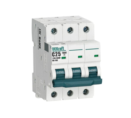 Выключатель автоматический модульный 3п C 25А 10кА ВА-105 DEKraft 13179DEK
