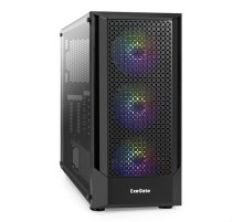 Exegate EX296353RUS Корпус Miditower ExeGate EVO-8227-NPX600 (ATX, БП 600NPX с вент. 12см, 2*USB+1*USB3.0+HD Audio, черный, 3 вент. с RGB подсветкой, боковая панель - закаленное стекло)
