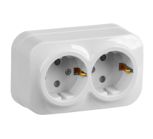 IEK ERH24-K01-16 РСш22-3-ХБ Розет. 2-ая с з/к и з/ш о/у 16А GLORY белый