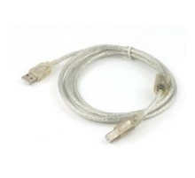 Cablexpert Кабель USB 2.0 Pro, AM/BM, 0,75м, экран, 2 феррит.кольца, прозрачный (CCF-USB2-AMBM-TR-0.75M)