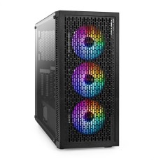 Exegate EX296316RUS Корпус Miditower ExeGate EVO-5001A-450NPX (ATX, БП 450NPX с вент. 12 см, 2*USB+1*USB3.0+HD Audio, черный, 3 вент.12см с RGB подсветкой, боковая панель - закаленное стекло)