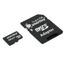 Micro SecureDigital 64Gb Smart buy SB64GBSDCL10-01 {Micro SDHC Class 10, UHS-1, SD adapter}