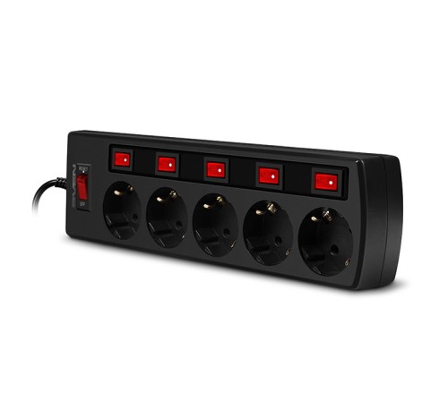 SVEN Фильтр SF-05PL 3.0 м (5 розеток с индивидуальными выключателями), черный [SV-015169]