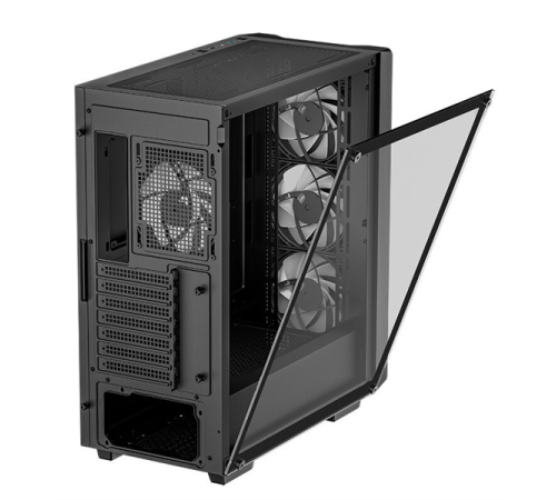 Корпус Deepcool CC560 ARGB V2 без БП, боковое окно (закаленное стекло), 3x120мм ARGB LED вентилятор спереди и 1x120мм ARGB LED вентилятор сзади, черный, ATX (CC560 ARGB V2)