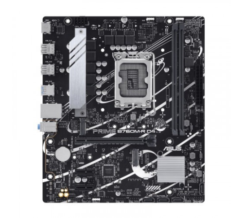 Материнская плата ASUS PRIME B760M-R D4, LGA1700, B760, 2*DDR4, HDMI, 4xSATA3 + RAID, M2, Audio, Gb LAN, USB 3.2, USB 2.0, mATX; 90MB1HA0-M0EAY0 (PRIME B760M-R D4)